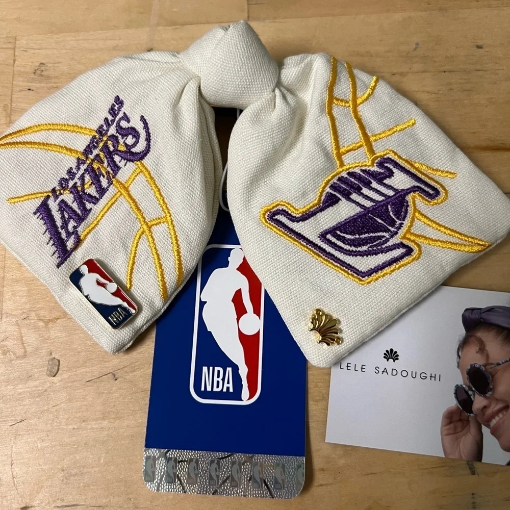 Lele Sadoughi NBA Lakers Hair Bow - Cream Purple::LIMITED EDITION 🏀 NWT